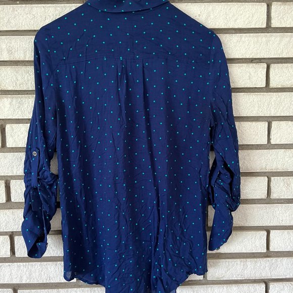 Blue/teal polkadot shirt NWOT - Picture 4 of 5